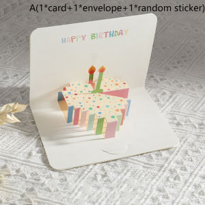[Sirola] 3D hạnh phúc thẻ sinh nhật Bánh hoa thẻ với phong bì vui thẻ sinh nhật cho phụ nữ người đàn ông Kid bạn bè thiệp chúc mừng bên món quà