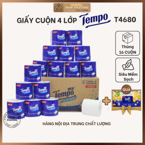 Giấy Vệ Sinh Cao Cấp 4 Lớp Tempo Hàng Nội Địa Trung 2 Mặt Lau Siêu Sạch Dễ Tan Trong Nước Không Lo Tắc Bồn Cầu K52