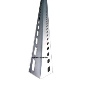 Besi Siku Lubang 3m white 1.6 kg batangan dipotong jadi 1.5m x 2 + acc plat x 2 mur baut x 6 Lobang panjang 3 Meter PUTIH sekitar 1.6kg