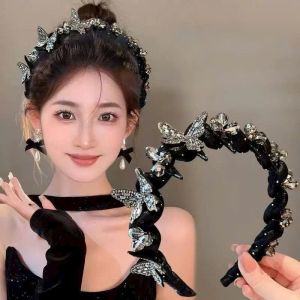 Băng Đô Cài Tóc Đính Đá Pha Lê Bướm Cao Cấp – Bờm Tóc Nữ Sang Trọng Nâng Phồng Đi Tiệc Hàn Quốc