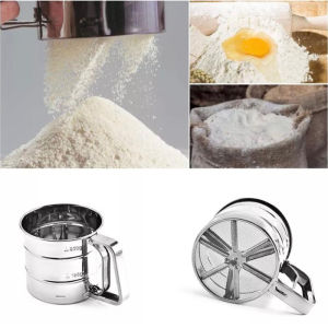 3 Layer Stainless Steel Flour Sifter Mesh Powder Strainer Shaker Handheld Cup Sieve with Markings for Cooking Baking KItchen Tools Baking Tools