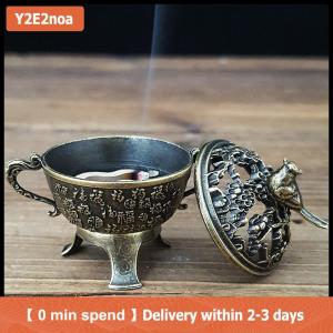 【Local shipping】 Magpie Lucky Incense Burner Metal Lotus Incense Burner Bowl Incense Holder With Handle Yoga Meditation Home Decor Ancient Style