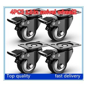 4Pcs 360° Swivel Casters PVC Heavy Duty Trolley Casters Wheels with Lock 1.5/2Inch