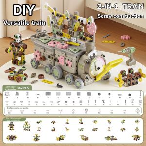 【SG-spot】Versatile Train DIY Creative Screw Assembly Childrens building blocks Toolbox Train educational toys