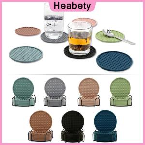 Heabety  Round Coaster Cup Mats Coffee Drinks Silicone Cup Holder Kitchen Accessories