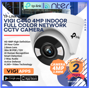 TP-LINK Tplink 4MP 4 Megapixel Full Color Turret Dome IP Network CCTV Camera 2.8mm Mic Speaker MicroSD VIGI C440 (2.8mm)