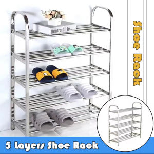 Shoe Rack Storage Organizer Metal Tube Shelf 6 Layers Stainless steel