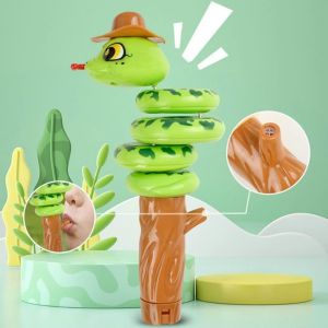 Đồ chơi nhựa xoay cân bằng hình rắn hoạt hình màu xanh lá có kèn cho bé