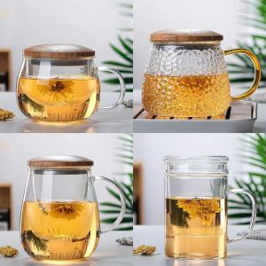 Glass Infuser Teapot Glass Tea Cup With infuser and lid/gelas teh dengan saringan dan tutup Cangkir Teko Teh Kaca Dual Fungsi