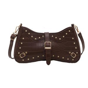 Women Shoulder Bag Trendy Crossbody Bag Rivets Armpit Bag PU Leather Handbag Retro Underarm Bag Commuting Bag for Work