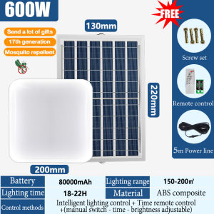 【 Square】 Solar Ceiling Light 3500W Indoor Outdoor solar lights inside the house home Bedroom Stair Balcony lamp original LED waterproof IP67 Dust and mosquito prevent 3500W 900W 700W 400W 10M Power cord  Remote Control COD Free replacement