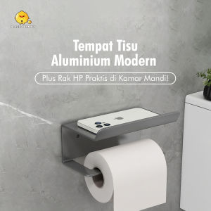Icarer Family - Tempat Tisu Toilet Tempat Tisu Aluminium Dengan Tempat Penyimpanan Ponsel Kamar Mandi Modern