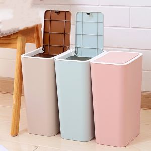 8L Household Push Type Trash Can Bucket with Lid Kitchen Bin Dustbin With Pressing Cover Type Dapur Tong Sampah Bertutup Besar Wastebasket [SG SELLER]