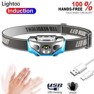 【14500 Battery+ USb Cable】led sensor headlight super bright headlamp flashlight rechargeable torchlight head lamp night Fishing Head Torch Lantern Camping flash light rechargeable waterproof original