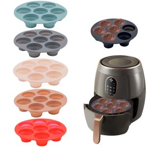 INTOONE 7 Cups Air Fryer Muffin Pan 6.9" Round Food-Grade Silicone Air Fryer Baking Mold  Heat Resistant Nonstick Silicone Muffin Pan Compatible with 3.55.8l Fryers