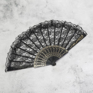 Kipas Pesta Renda Kipas Tangan Renda Gaya Gothic Victorian Lace Hand Fan Gothic Style Kipas Lipat Renda Hitam Alat Peraga Foto