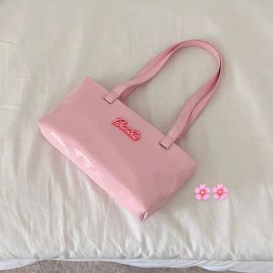 TIMIA Barbie Rectangle Barbie PU Underarm Bag Bright PU Simple Design Sweet Shoulder Bag Girls