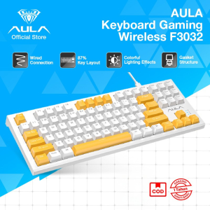 AULA Keyboard Mechanical Wired Keyboard Gaming Kabel 80% Layout Mekanikal F3032 Macro Mechanical Switch Keyboard Gaming / Office Colorful LED Back Light Ergonomic Original Garansi 1 Tahun