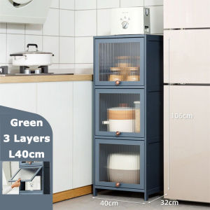 🔥Ready Stock🔥Kitchen Storage Rack With Door Multi-functional Kitchen Cabinet Locker Shelf Sideboard