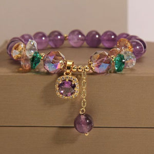 temu Hiyin TK Cross-border best-selling bracelet purple crystal bracelet for women ins Niche design micro-paved zircon bracelet