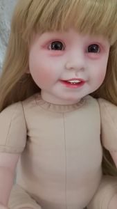 👶 Búp Bê Thân Gòn Mắt Tít 6 Răng Tóc Vàng Váy Công Chúa Realistic NPK 55 cm = 22 inch Vynil Reborn Baby Doll PVN10032