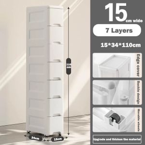HETEE 3-7 Layer Slim Gap Storage Cabinet with Wheels White Drawer Organizer for Kitchen Bathroom & Wardrobe Space Saver