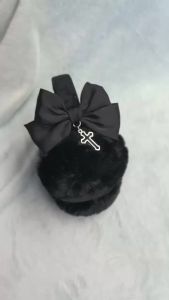Gothic Punk Handmade Bow Cross Earmuff Dark Warm Ear Black Plush Subcultural Y2K Girl Protection Winter Earmuffs Accessories2026