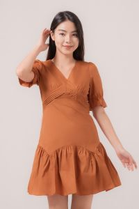 RIMINI - Dress Perempuan Gaun Vneck Ruffle Katun Premium Import S-XL- Aster Dress 524302