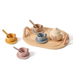 SKYJS Mô phỏng Bộ trà chiều bằng silicone Giáo dục sớm Gấu nhỏ Bộ đồ chơi trà Nhà chơi Tương tác Bộ đồ chơi nhà bếp giả vờ Trẻ mới biết đi bé gái bé trai