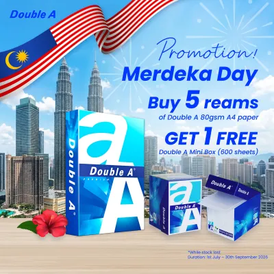 DoubleA A4 paper 80gsm (FOC 1 unit Double A Mini Box) *Limit 1 carton per order