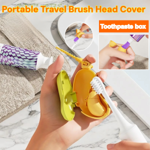 Portable Travel Brush Head Cover With Toothpaste Box Electric Toothbrush Head Protective Cover Dustproof Storage Clip