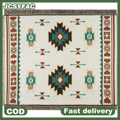 JCSYFAC Bộ lạc chăn Ấn Độ ngoài trời Thảm cắm trại dã ngoại chăn Boho trang trí giường Chăn kẻ sọc sofa Thảm du lịch Thảm tua lanh