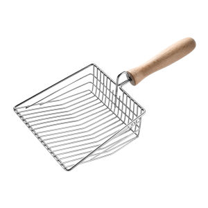 Xẻng cát mèo bằng kim loại lớn - cán gỗ