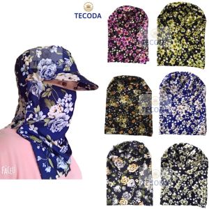 Nón Vải Chống Nắng 2 Lớp Thun Mềm Mát Lạnh Mũ Trùm Đầu Chống Nắng Có Khăn Che Mặt Hoa To Vành Nhỏ