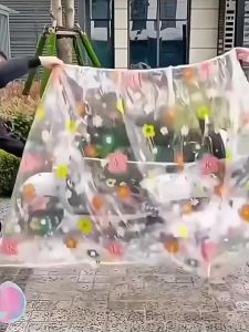 ( Clean Home )Electric car rain cover car coat car cover with elastic thickened cute cartoon rain cover battery car dust bike motorcycle sunscreen windshield waterproof sunscreen outdoor protect