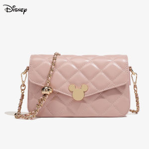 Disney Genuine [Fashionable and Versatile] One-Shoulder Crossbody Dual-purpose Bag Black White and Pink Available PU/PVC Material Lightweight and wear-resistant Commuting casual small square bag