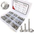 410 Stainless Steel Self Tapping TEK Screws Assortment, # 8 # 10 # 12 Hex Head Self Drilling Screws for Metal. 