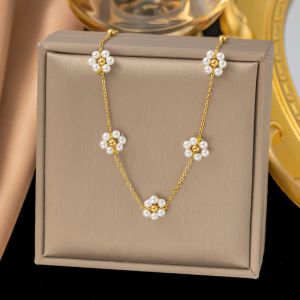 Gelang Kalung Titanium Fashion Wanita Model Bunga Mute
