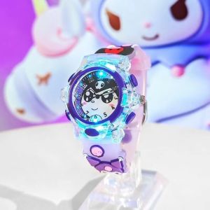 2024 New Sanrio Kuromi Student Watch Kawaii Cinnamoroll My Melody Childrens LED Glow Watch Childrens Birthday Gift Toy