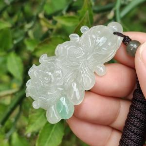 Icy Variety with good translucency and one patch of green crafted as the Chinese cabbage Natural Type A Jadeite Pendant Necklace with certificate weigh 22.88 grams 51 * 26.3 * 13.8 mm symbols of Harvest auspiciousness wealth and purity (pendant26)