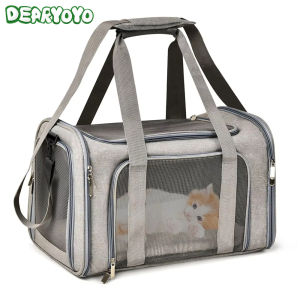dearyoyo Carrying Bag 45*28*28cm Foldable for Puppy & Kitten Durable Nylon Ventilated Soft-sided with Comfort Mat and Accessory Pocket