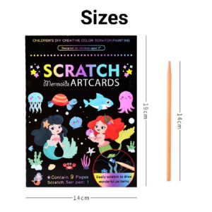 Magic Scratch Art Paper Card Cute Cartoon Graffiti 9 Sheets Rainbow Paint Scraping With Stick Set For Kids