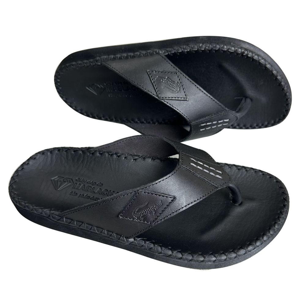 Mens Slippers Tian Ân D81 Fingerprint Cow Leather Material Fashion Style Personality. 
