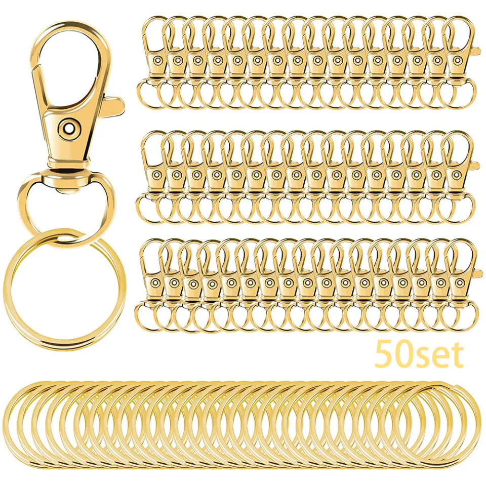  50pcs Swivel Clasps Lanyard Snap Hooks with Key Rings