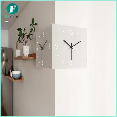 Double Sided Corner Wall Clock Silent Modern Decorative Creative Design Ideal Gift Metal Corner Clock for Kitchen Restaurant