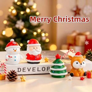 SOULLOV Resin Christmas Figurine Decoration Compact Delicate Christmas Tree Figurine Festive Centerpiece Classic Mini Deer Figurine Holiday Gift