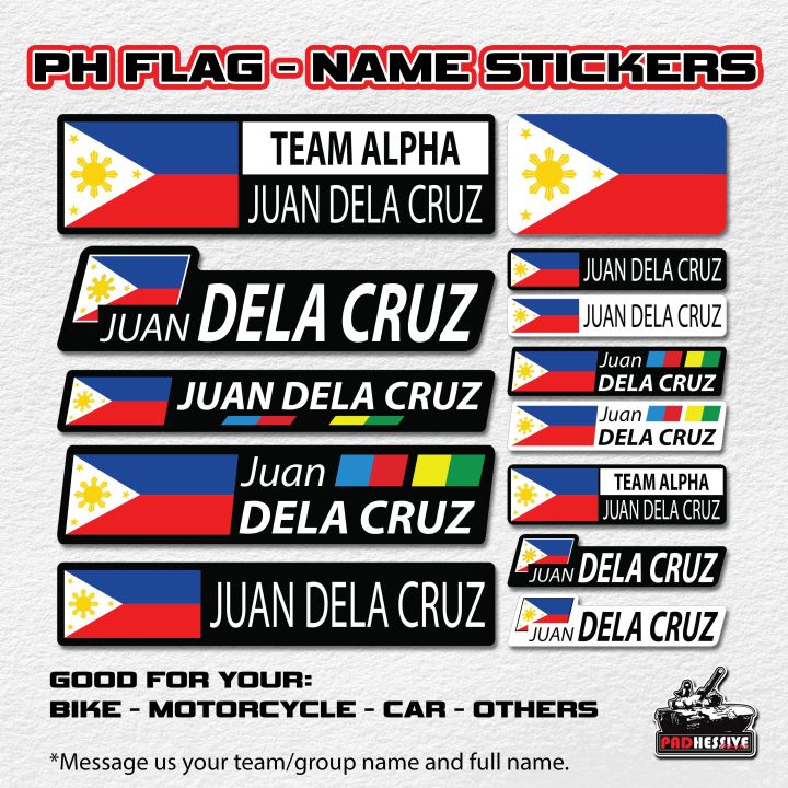 Bike sticker name and clearance flag