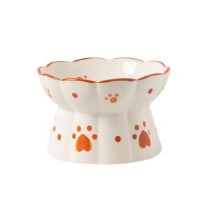 ER52858 Anti Vomiting Cat Food Bowl Ceramic Neck Protector Elevated Pet Drinking Eating Feeders Cats Feeding Bowl Flower Shape Dogs Snack Water Bowls Indoor