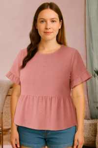 CHW - ROXI EYELET PEPLUM TOP - COMFY WEAR - REGULA AND PLUS SIZE LADIES