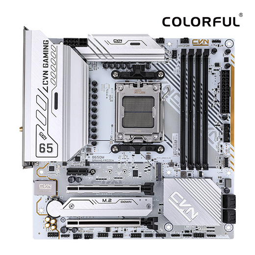 Colorful CVN B650M GAMING FROZEN V14 Motherboard - AMD B650 / AM5 Socket / DDR5 / M.2 / WiFi 6 + 2.5G / M-ATX